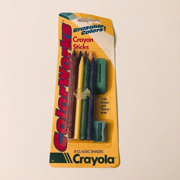 Vintage 1990 Crayola  Erasable Crayons 8 Classic Shades Damaged Packaging - Picture 14 of 14